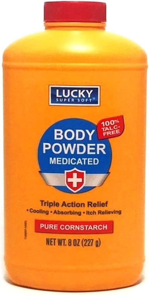 Lucky Super Soft Medicined Body Powder, 8-oz., kalmeert Itch, Cools Skin, Absorbs Vocht, Dries Oozing of Poison Ivy, Oak, Sumac