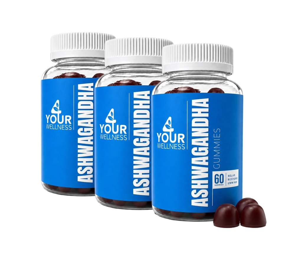 Ashwagandha Gummies Mixed Berry KSM-66, Lion's Mane, Vitamin-D, Non-GMO, Glutenvrij, Gelatine Vrij & Kosher (180 Count (Pack of 3))