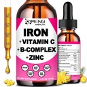 IJzersupplement voor vrouwen Mannen en kinderen, Ijzer Vitamine C, A, B-Complex, Vegan Iron Drops High Potency Liquid Vitamin & Iron Supplements for Anemie, Red Blood Cell, Energy, Blood Builder, Gentle