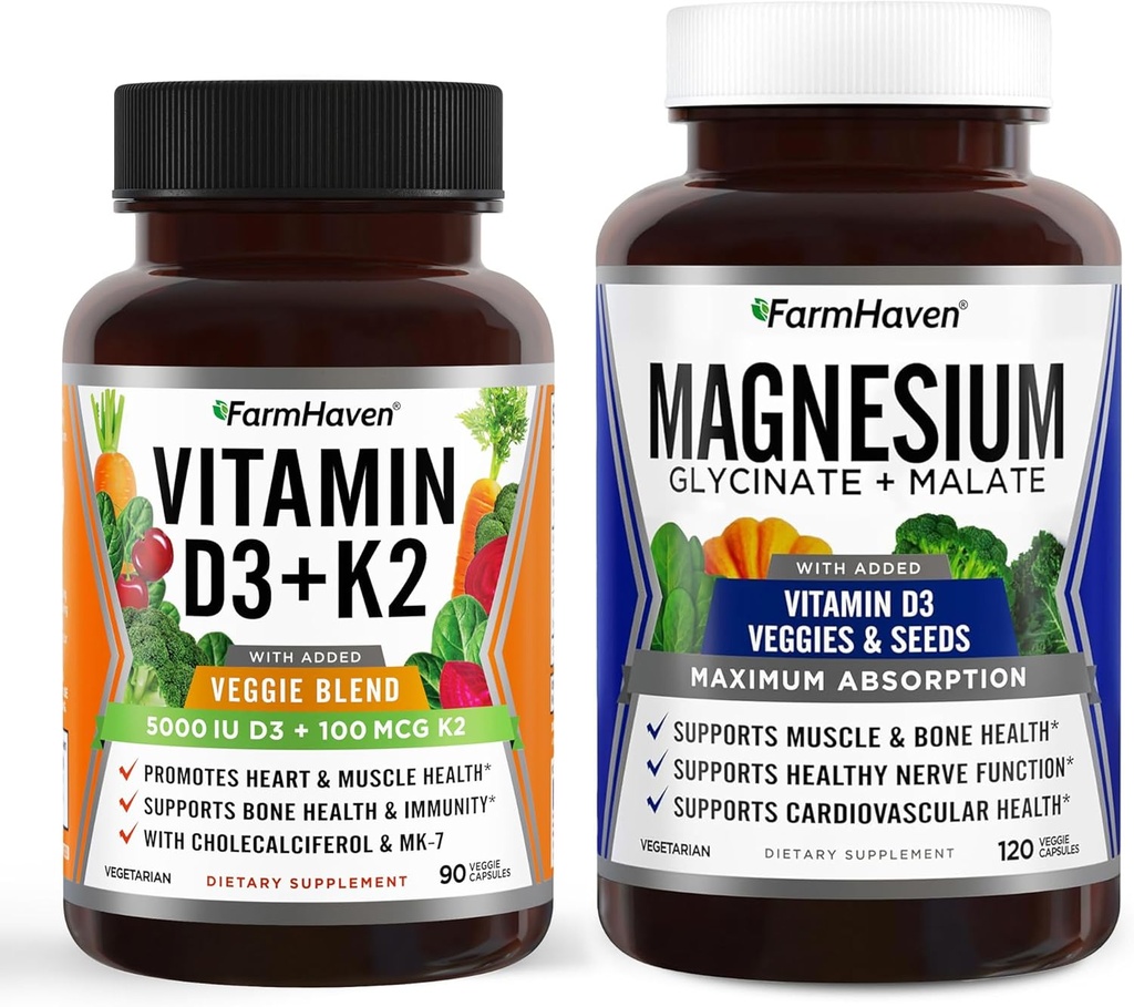 FarmHaven Magnesium Glycinate en vitamine D3 K2