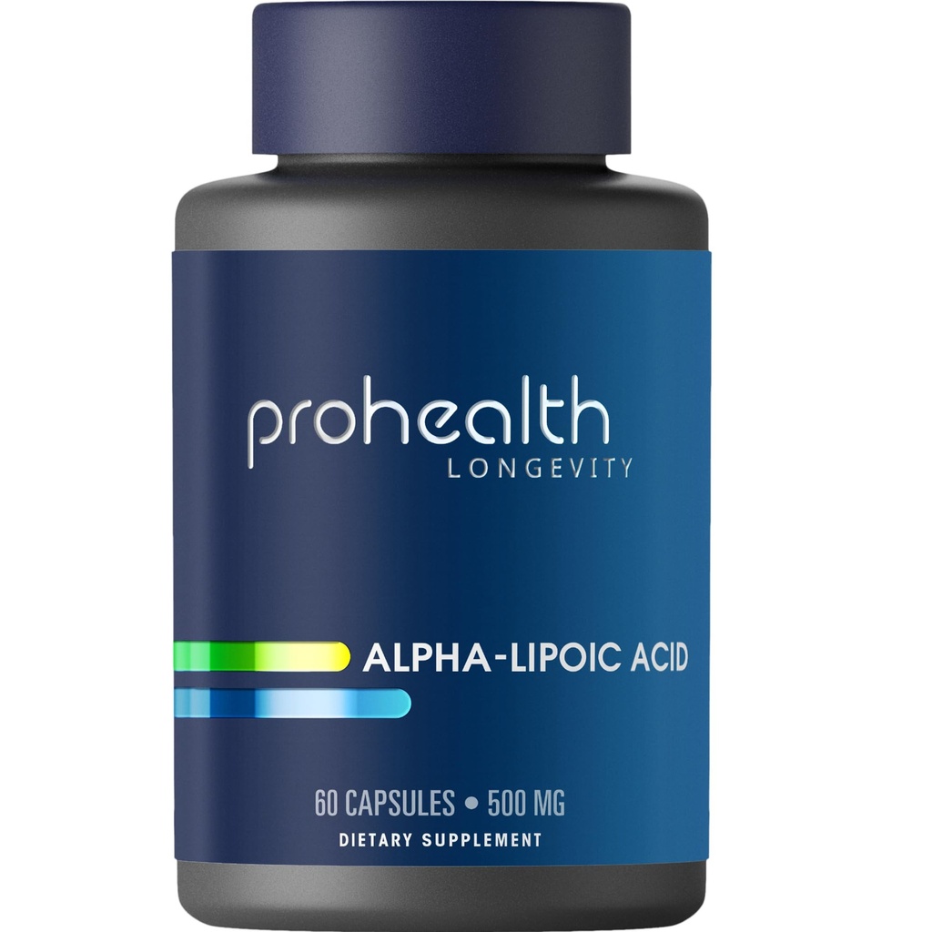 ProHealth Alpha Lipoïnezuur Hoge Potentie 1000mg bevordert Metabolisme, Jongere Looking Skin, en Cellulaire Energie. Vecht tegen vermoeidheid en hersen mist. Beschermt hart, hersenen en lever gezondheid. 30 porties.