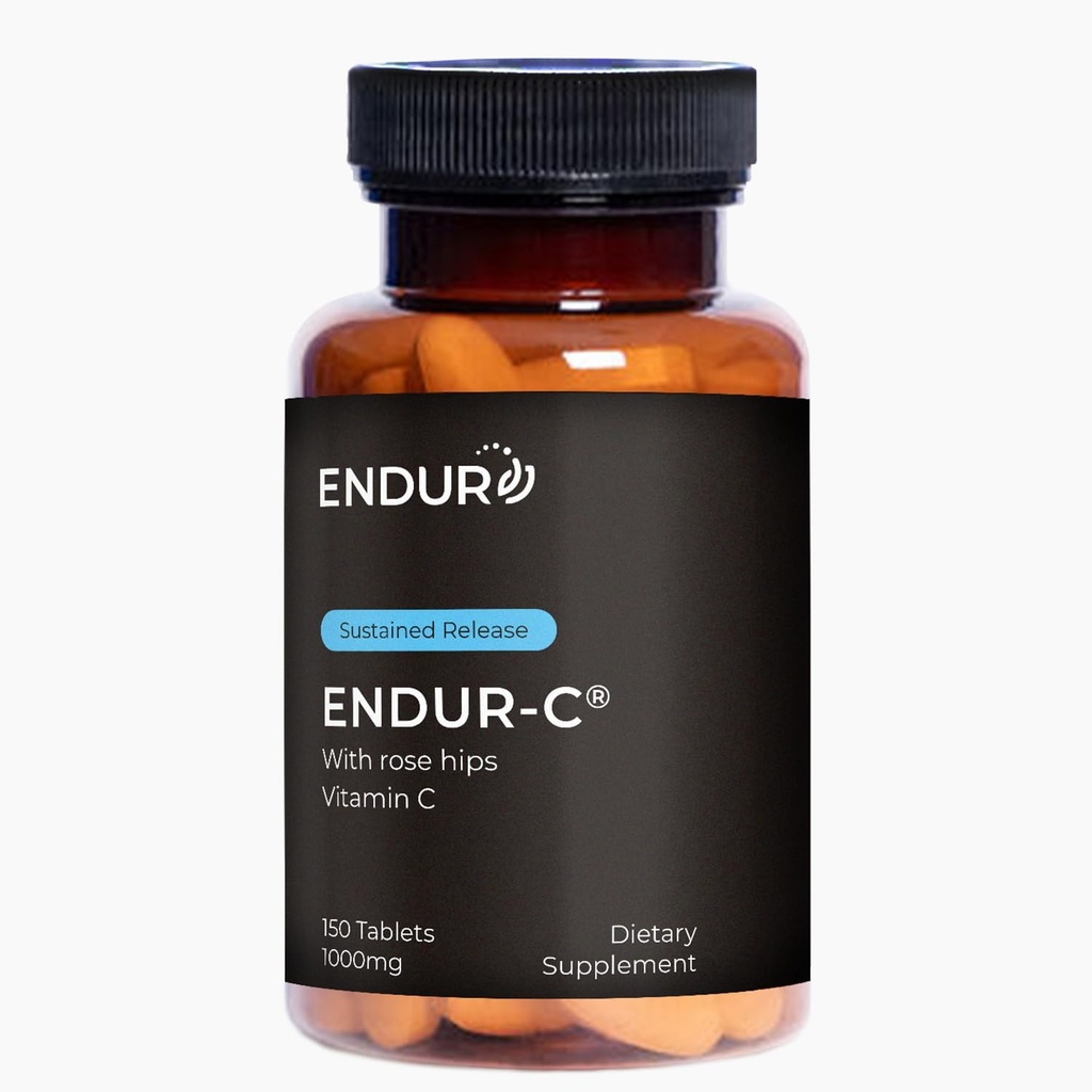 Endur ENDUR-C Vitamine C met Rose Hips, Ondersteunt Collageen Productie, Antioxidant Bescherming & Gentle Digestie, Glutenvrij, 1000mg (150 tabletten)