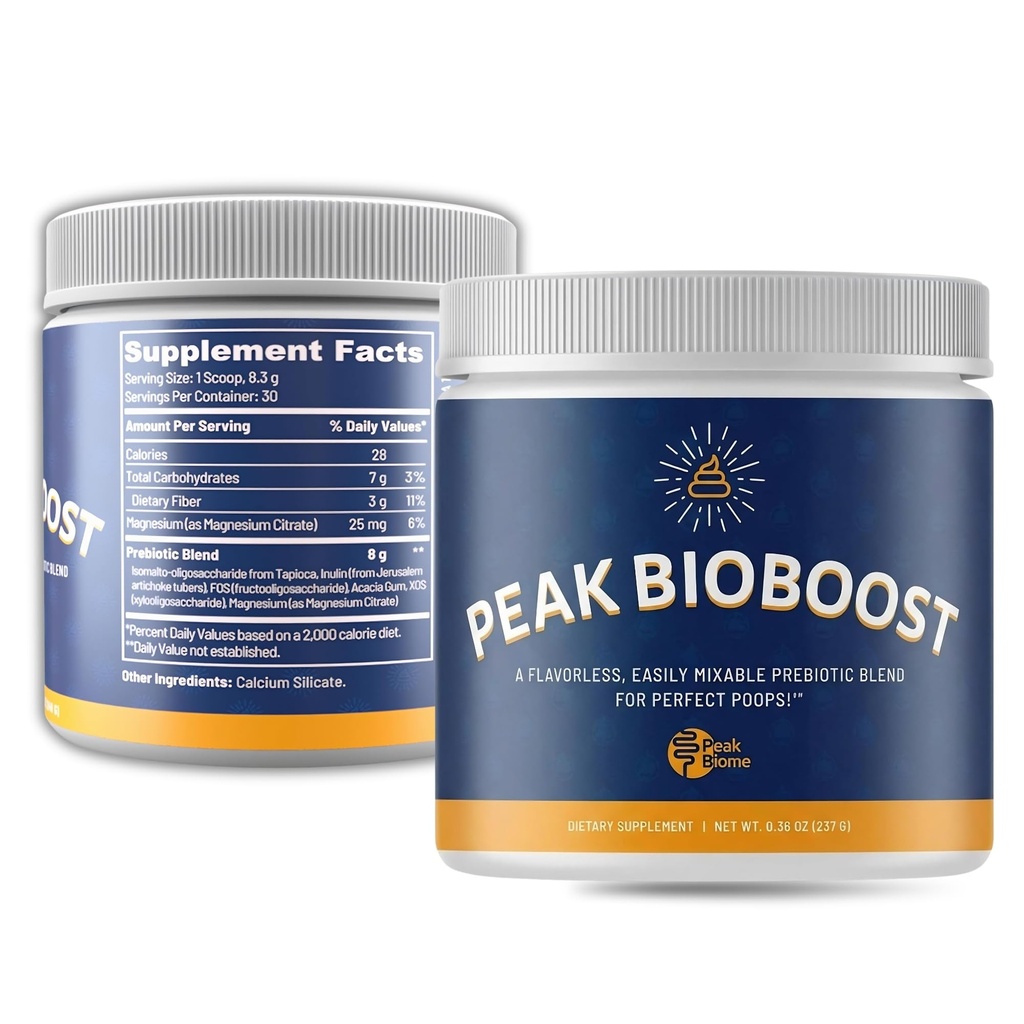 Peak BioBoost - Prebiotic Fiber Supplement - Smaakloze spijsvertering voedingssupplementen - Gemakkelijk op te lossen Prebiotic Powder - Geen gluten, soja of zuivel - 1 maand levering - 30 porties