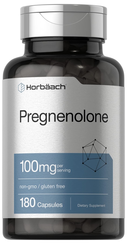 Horbäach Pregnenolone 100mg 180 Capsules Niet-GMO en Glutenvrij Supplement
