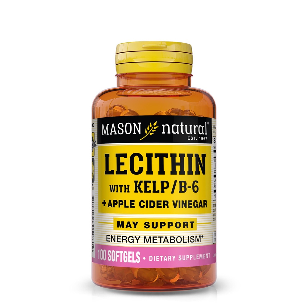 MASON NATUURLIJKE Lecithine met Kelp, Vitamine B6 & Apple Cider Vinegar, Dual Action Formula, 100 Softgels