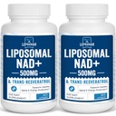 Liposomal NAD+ 500 mg + Trans-Resveratrol 300 mg,Superior Absorptie, True NAD Supplement Efficiënt dan NMN,Nicotinamide Riboside voor Cellular Energy Metabolisme & DNA Reparatie, Gezonde Veroudering,120 Softgels