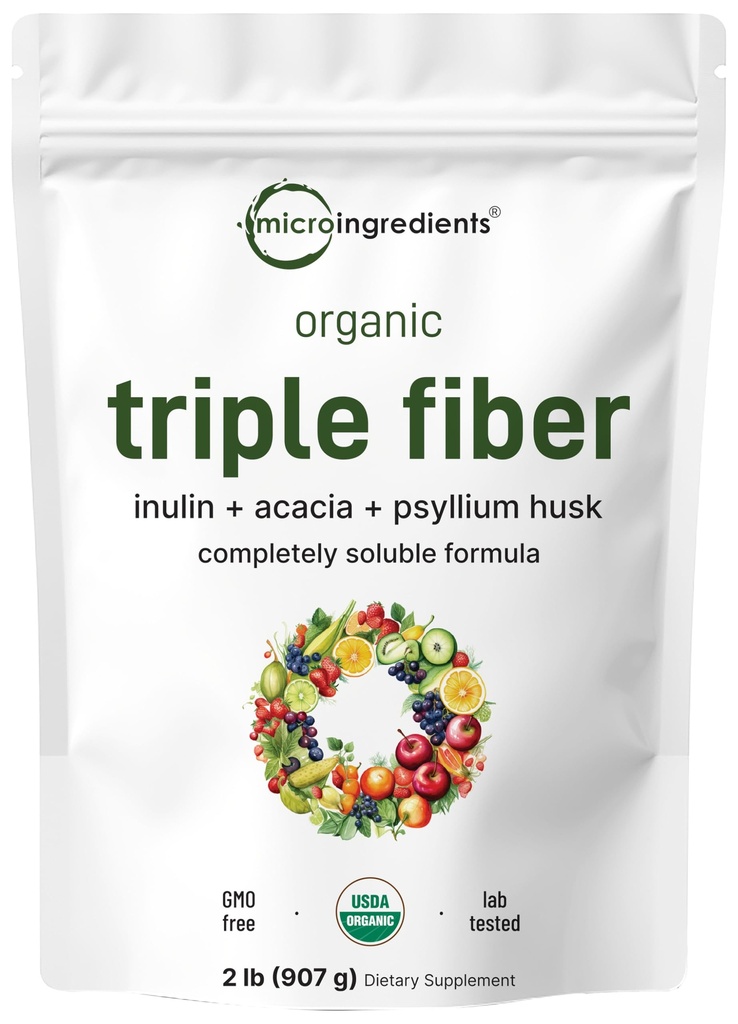 Micro-ingrédients Bio triple poudre de fibre, 2lb.. Prébiotique naturel pour soutenir la santé digestive et gustative. Soluble, facilement digestible.