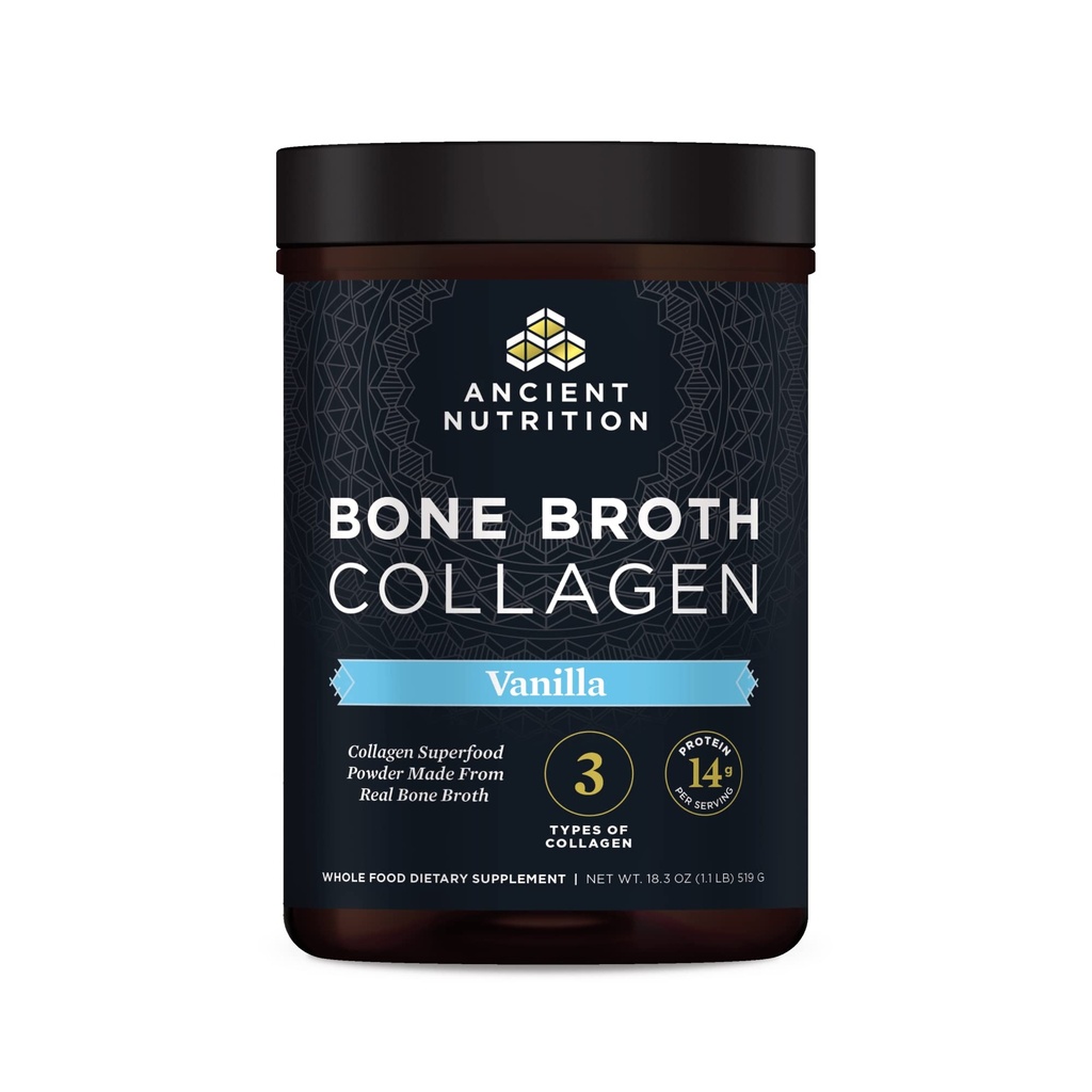 Oude Voeding Collageen Poeder, Bot Broth Collageen, Vanille, Gehydrolyseerde Multi Collageen Peptiden, Ondersteunt huid en nagels, Joint Supplement, 30 Servings, 18.3oz