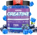 Creatine Monohydraat Gummies for Men & Women 120 CT - 7200mg Creatine Monohydraat per Serving, Kauwbare Creatine Monohydraat voor Spierondersteuning & Energy Boost, Sugar Free, Vegan (BlueberryFlavor)