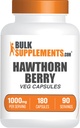 BulkSupplements.com Hawthorn Berry Capsules - Supplément à base de plantes, Hawthorn Berry Extract 1000mg - Sans gluten, 2 capsules par portion, 180 Compte (paquet de 1)