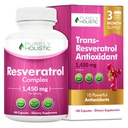 Resvératrol purement holistique 1450mg, 90 portions, supplément antioxydant trans-résvératrol avec vitamine C et complexe de polyphénol, 180 capsules véganes