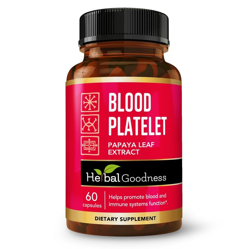 Kruidengoed Papaya Blad Bloedplaatjes Capsules - 60/600mg 20x sterkte - Bloedplaatjes, Bone Marrow, Immune Support - Bloedreinigingsformule - Herbal Remedy - Made in USA