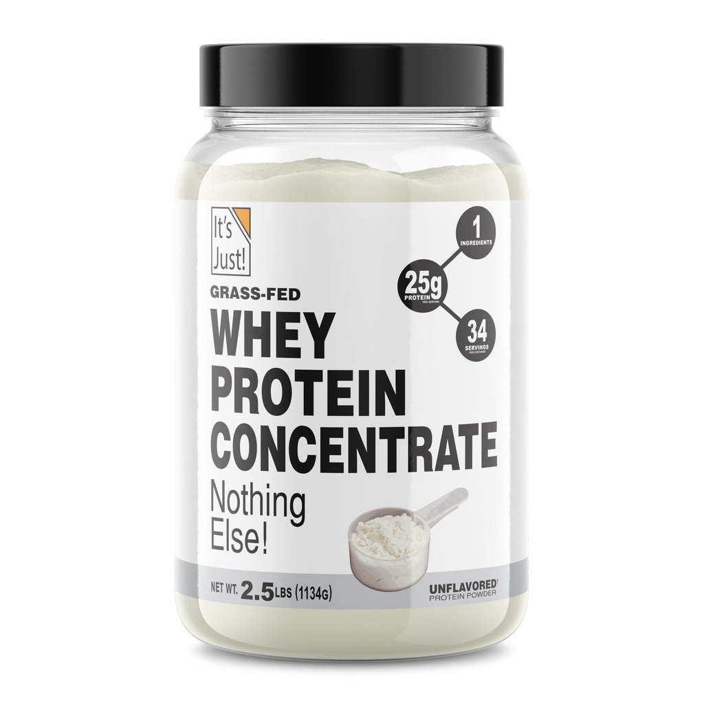 Het is gewoon! - 100% Wei Proteïne Concentraat, Grass-Fed Pasture Verhoogd, Made in Australia, RBST/rBGH Hormone Gratis, Premium WPC-80, Geen toegevoegde smaken (Grass-Fed Unflavored, 2,5 pond)