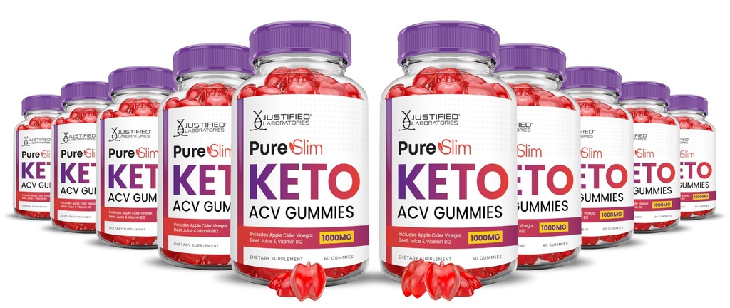 (10 Pack) Pure Slim Keto ACV Gummies Advanced Formula 1000MG PureSlim Keto Gummies vinaigre de cidre de pomme formulé avec du jus de betterave grenade poudre B12 végétalien non OGM 600 Gummys