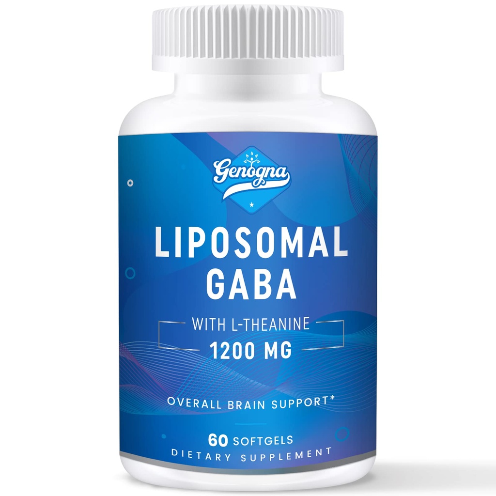 GABA met L-Theanine Supplement 1200mg - High Bio available Liposomale GABA Supplementen, 60 Capsules voor volwassenen