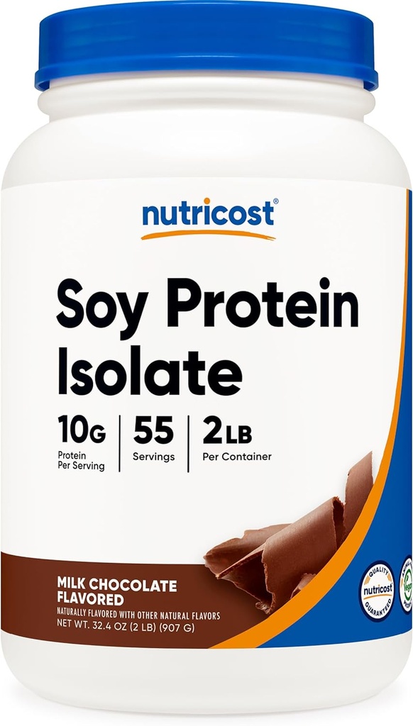 Nutricost sojaeiwit isolaatpoeder, 2 LB melkchocolade - 10 Gram eiwit per portie, veganistisch, GGO-vrij en glutenvrij