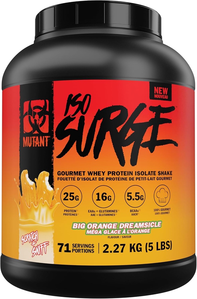 Mutant ISO Surge Wei Proteïne Isolaat Poeder werkt snel om te helpen herstellen, Build Muscle, Bulk en Strength (5 pond, Big Orange Creamsicle)
