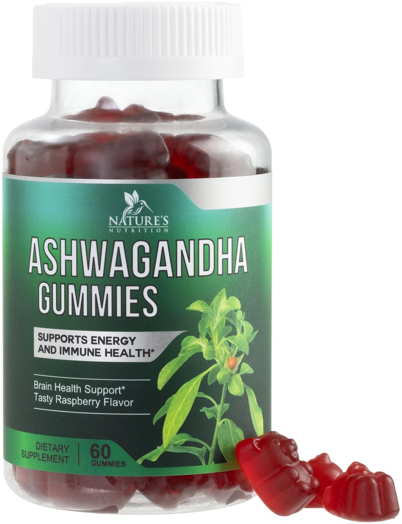 Ashwagandha Gummies 30:1 Extract uit 3000mg - Veganistisch, Plant Based, Non-GMO, Glutenvrij & Gelatine Vrij, Ashwagandha Supplement voor vrouwen en mannen, Natuurlijke Kalmte, Ontspannen, & Immuun Ondersteuning, 60 Gummies