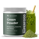 Poudre Super Greens avec Matcha pour la santé digestive et Gut – 25 Superaliments biologiques avec probiotiques, prébiotiques, enzymes et mousse de mer – Poudre Superfood Vegan pour Bloating & Regulatory - 30 portions