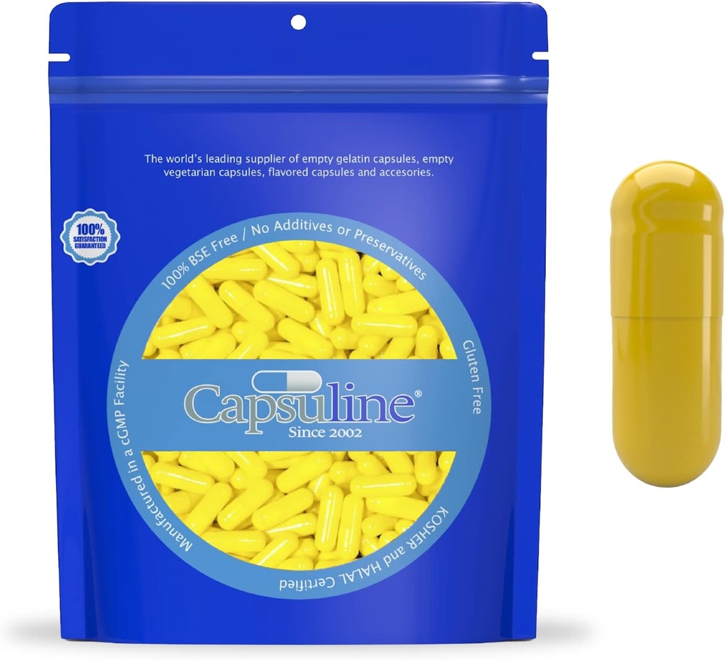 Gekleurde grootte 0 Lege capsules met capsulin - geel/geel 10000 graaf 