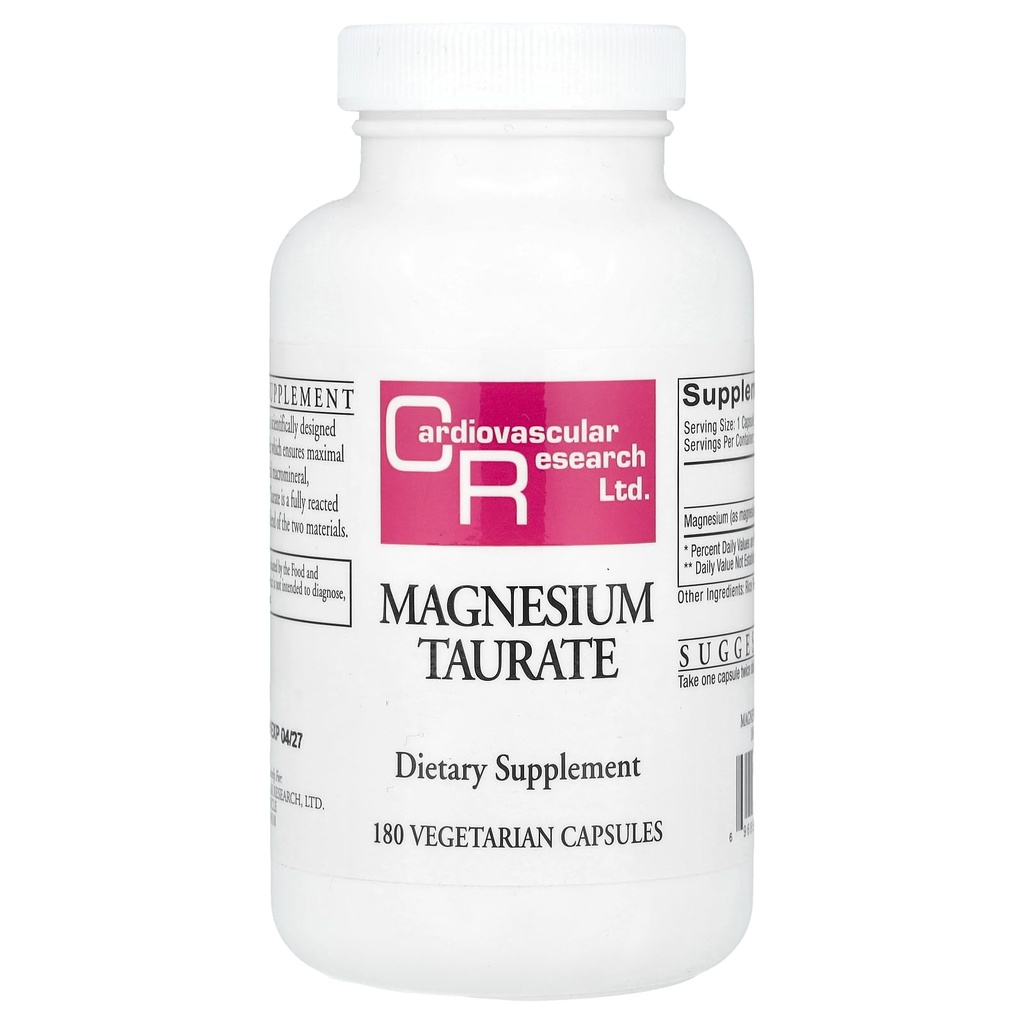 Cardiovasculaire Onderzoek Magnesium Tauraat 125 mg, Creamy White, 180 Capsules (MAGT2)