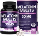 Melatonine 30 mg tabletten voor volwassenen (240 tabletten) - Fast Solution Tablet met 30 mg Melatonine per tablet - Glutenvrije, niet-GMO, 100% vegetarisch, & Great Proasting - Mixed Berry Flavor - Made in USA