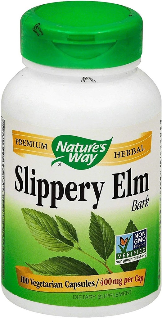Nature's Way Slippery Elm Bast, 100 Veg capsules per fles (3 flessen)