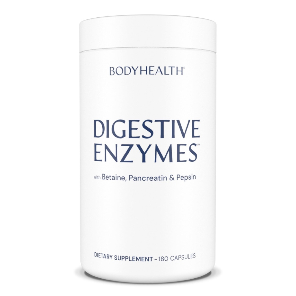 BodyHealth Digestieve Enzymen Volledige Spectrum Digestieve Ondersteuning (180 doppen), Betaïne, Pepsine, Pancrean BPP Geladen met Enzymen en Probiotica, Relief voor Maag Bloating, Hartbrand, Gas, Constipatie