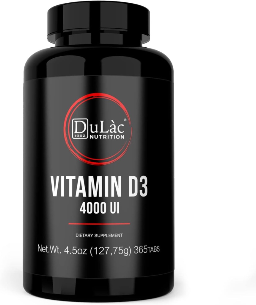 Dulàc - Vitamine D3 4000 IE Supplement, bevordert Calcium en Fosfor Absorptie, ondersteunt Bones, Tanden, Spieren & Immuun Systeem, 365 tabletten, Made in Italy