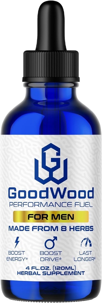 GoodWood - Mannelijke Liquid Drops - Verhoogt uithoudingsvermogen en grootte - Verbetert energie, aandrijving en macht - voor mannen Leeftijden 30, 40, 50, 60+ - Gemaakt met 8 Kruiden en biologisch - Een Pack