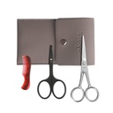 LIVINGO 4,5 inch Baard & snor schaar voor mannen, professionele afgeronde tip veiligheid Sharp Roestvrij staal Kleine schoonheid gezicht neus haar trimmen Shears Kit met Mini Comb en lederen behuizing