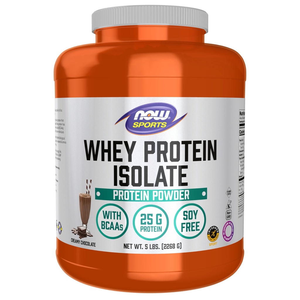 MAINTENANT Aliments Sports Nutrition, Isolation des protéines de lactosérum, 25 G avec BCAAs, poudre de chocolat crémeux, 5-Pound