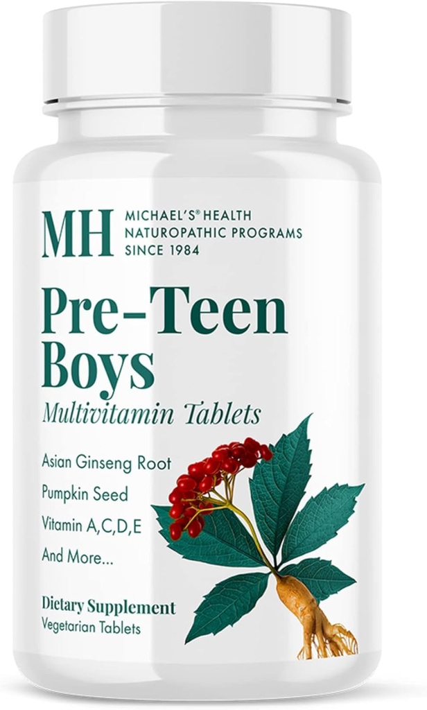 MICHAEL'S Health Naturopathische Programma's Pre-Teen Jongens Dagelijks Multivitamine - 60 Vegetarische Tablets - met Male Kruiden Blend - Kosher - 60 Serven