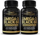 FREZZOR Omega 3 Noir pour le soin des articulations et le confort - Nouvelle-Zélande Capsules d'huile de moules à lisière verte; 53x plus haute puissance avec UAF1000+ Super antioxydant, sans arrière-goût de poisson, 60 Compte (paquet de 2)