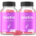 NutraChamps Sugar Free Biotin Gummies 10000mcg [High Potency] - Gezond haar, huid en nagels voor vrouwen, mannen en kinderen - 5000mcg in elke Gummy - Vegan Hair Health Vitaminen supplement - Raspberry (2-Pack)