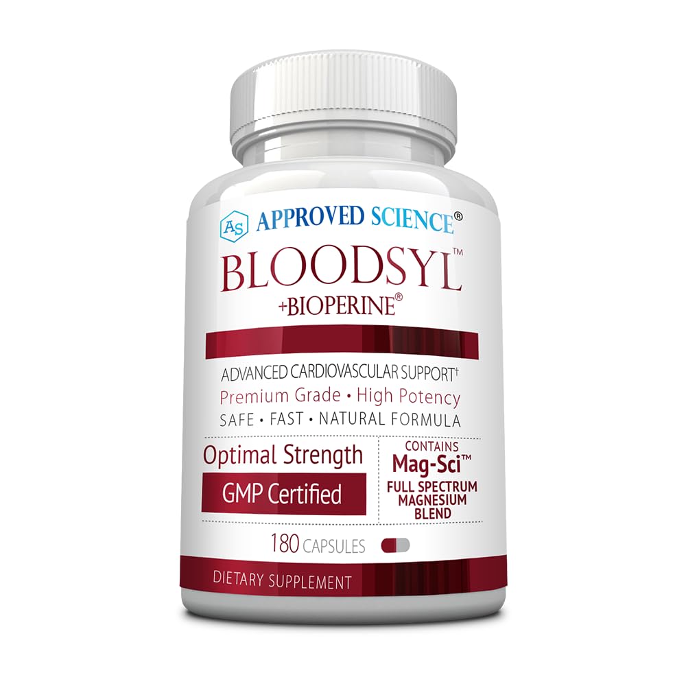 Goedgekeurde Science Bloodsyl - Ondersteunt Blood Flow - Hawthorn Berry, Magnesium, BioPerine - Vegan - 180 Capsules - Verpakking van 1
