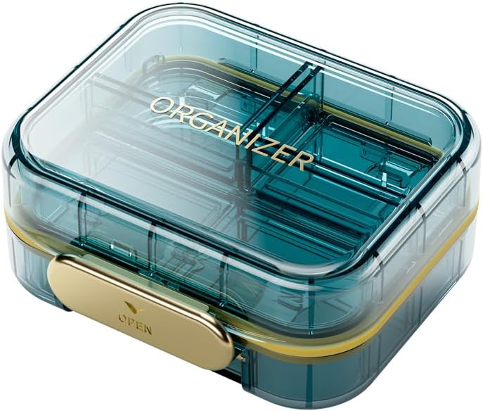 1 Pack Travel Pill Organizer, 7 Compartments Pill Box, Daily Portable Pill Case om vitamines vast te houden, 3 Inch Pill Container voor Pocket Purse Medicine Organisator