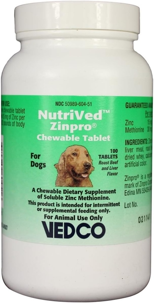 NutriVed ZinPro Chewable Tablets for Dogs (100 count)