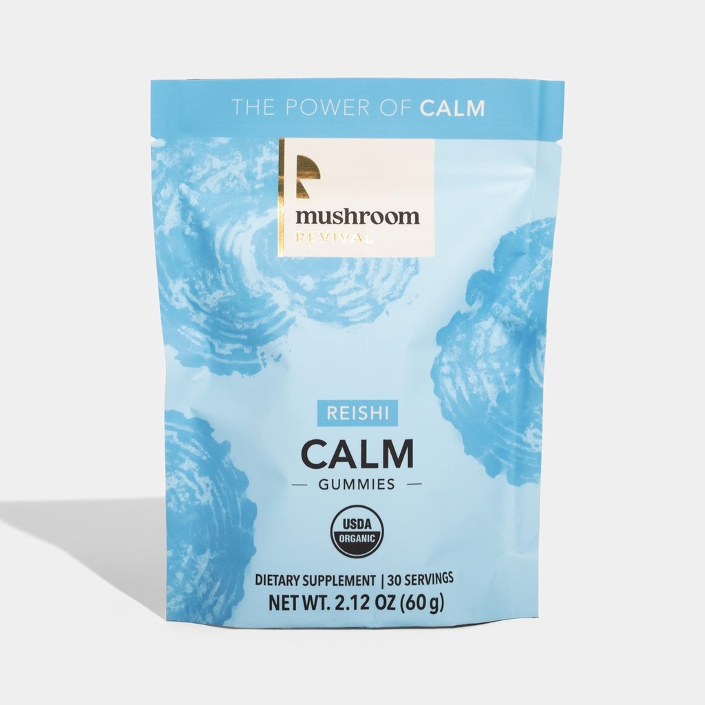 Renouveau de champignons, bio, Reishi Gummies calmes, 2.12 Ounces, non-OGM, végétalien, sans gluten, kéto, sans lait