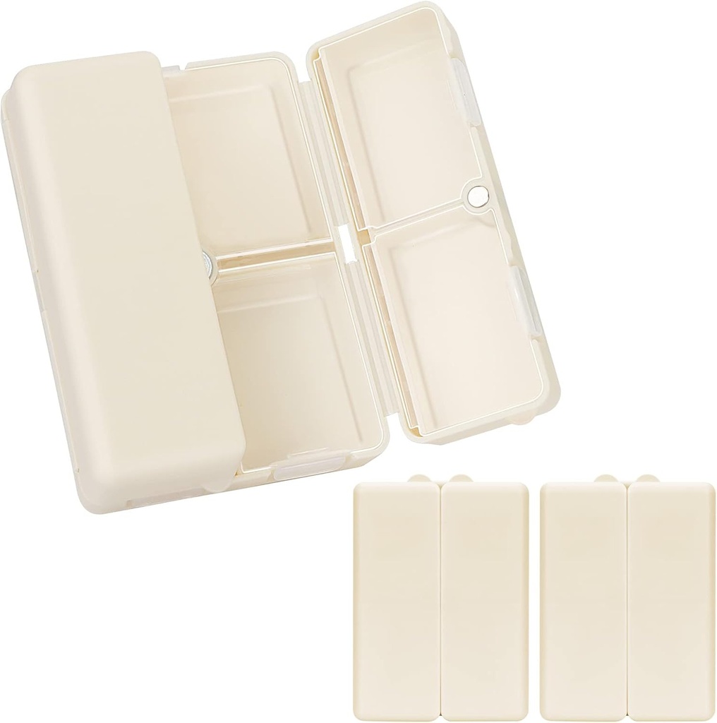 FYY Daily Pill Organizer,2 Pcs 7 Compartiments Portable Pill Case Travel Pill Organizer,[Folding Design] Pill Box for Purse Pocket to Hold Vitamines, huile de foie de morue, suppléments et médicaments-blanc