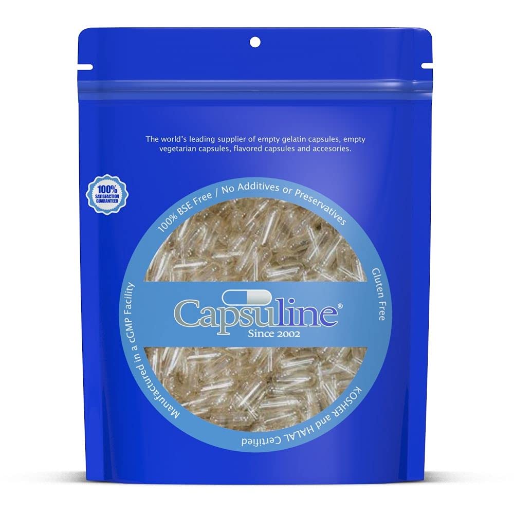 Capsulin Afmeting 00 - Heldere Lege Gelatine Capsules - Lege Gel Pill Capsules - DIY Pure Bovine Pill Capsule Vulling - Lege Caps - Kosjer, Glutenvrij, Halal en Non-GMO (500 Tel, Clear)
