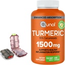 Supplément curcuma 1500mg, 95% Curcuminoides, 220 Capsules (110 jours d'approvisionnement) avec deux (2) cas de pilule de voyage.