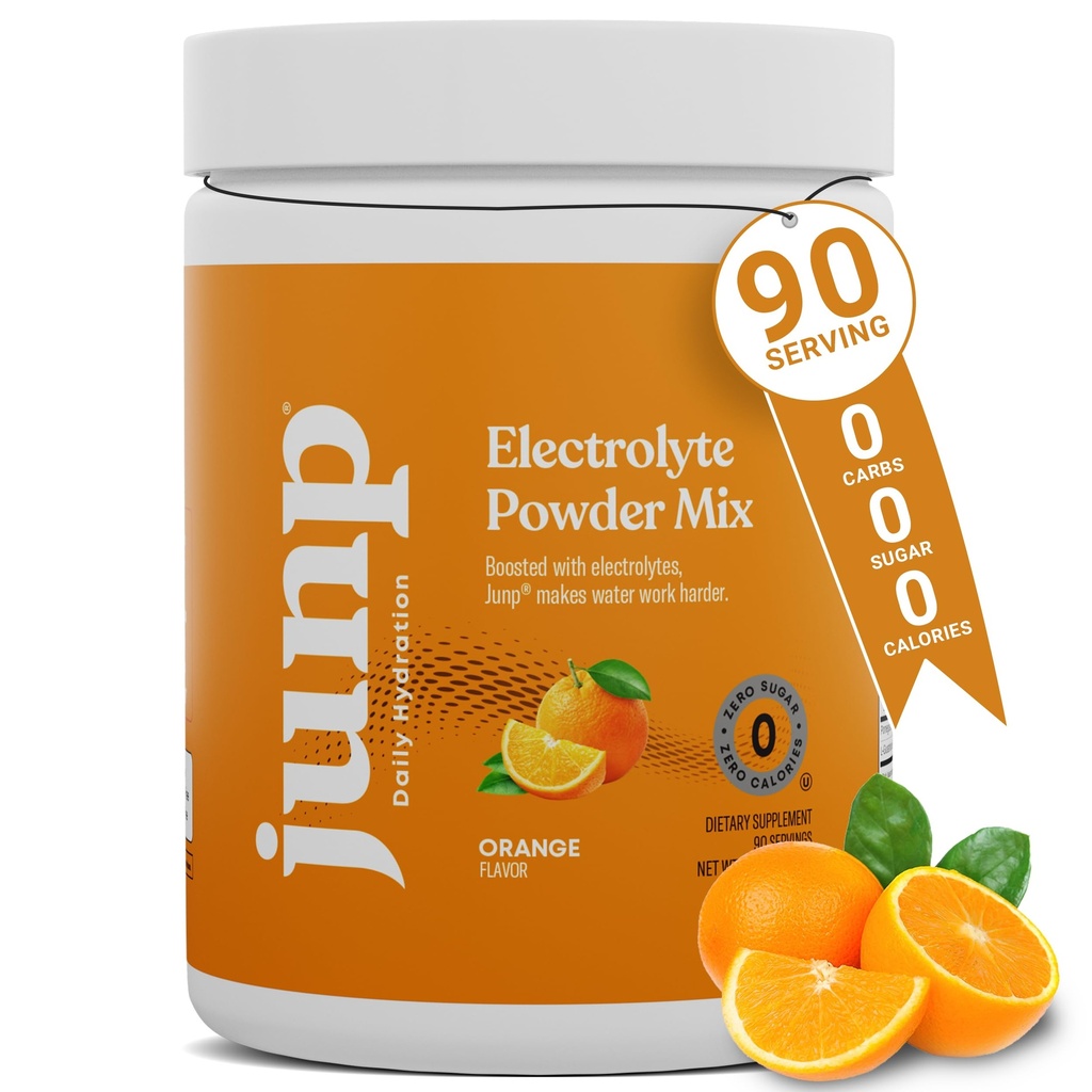 JUNP Elektrolyten Poeder Geen Suiker Geen Carbs, Sweet Tangy Citrus Orange Keto Electrolyte Drink Mix, Kalium & zout Hydration Powder Electrolytes Zero Calorie Sugar Free Electrolyte Powder, 90 Servers