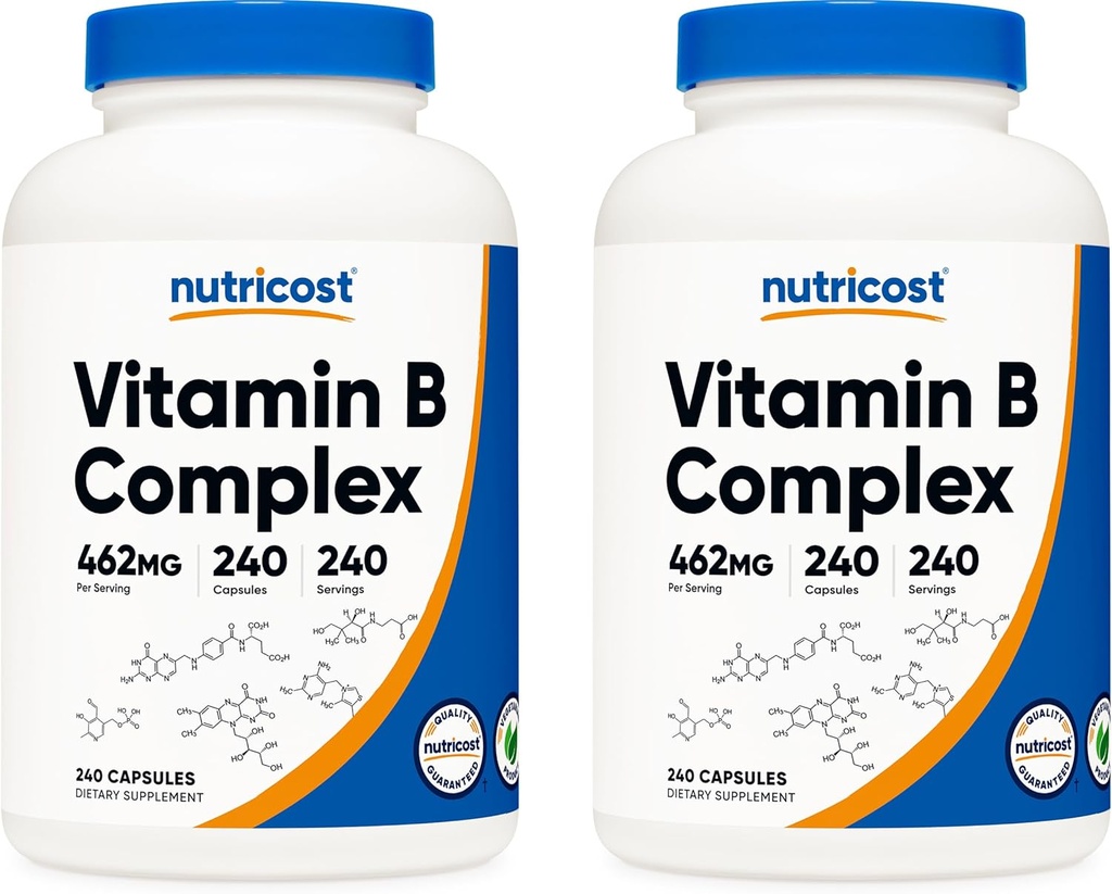 Nutricost High Potency Vitamine B Complex 462mg, 240 Capsules (2 flessen) - met vitamine C