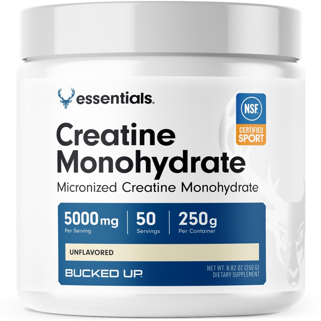 Gebogen Pure Micronized Creatine Monohydraat voor vrouwen en mannen - Gemakkelijk te mengen en ongearomatiseerd - 5G per portie - 50 porties - 250 gram per verpakking