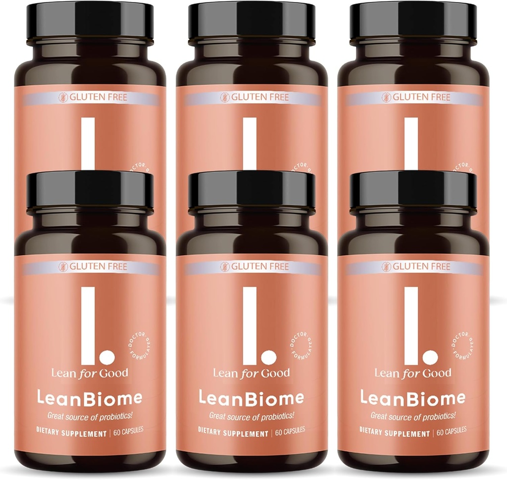 LeanBiome, 9-Strain Probiotic Formula, soutient un microbiome équilibré de Gut, Probiotique puissant de Gut avec Greenselect Phytosome - 60 Capsules, 6 Pack