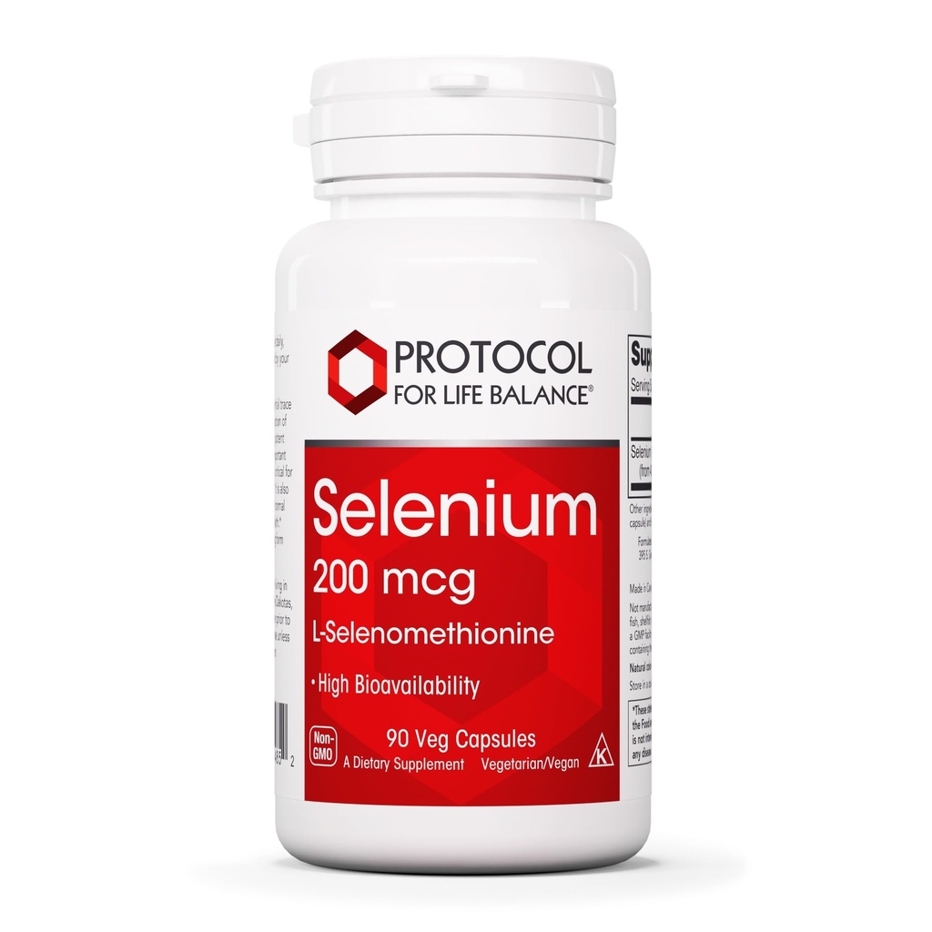 Protocol Selenium 200mcg - Immune Support, Thyroid & Prostate Health* - Selenium Supplementen - Vegetarisch, Kosher & Halal - 90 Veg Caps