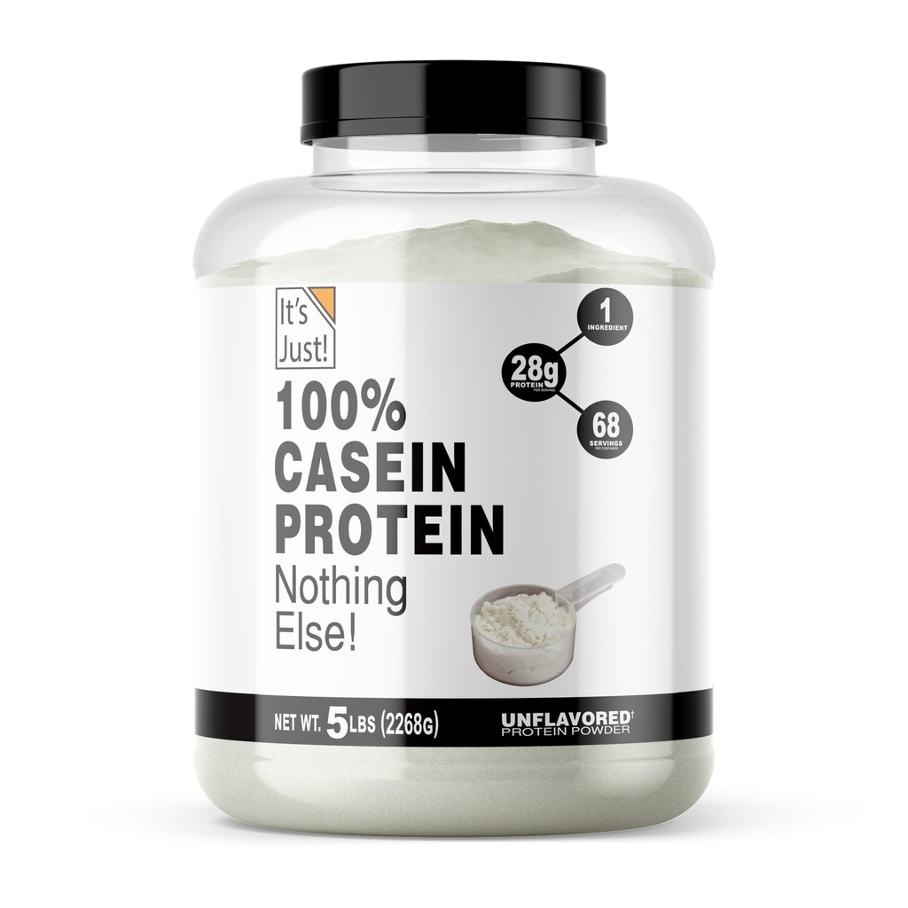 Het is gewoon! - 100% Caseïne Proteïne Poeder, Made in USA, Geen toegevoegde smaken of zoetstoffen (Unflavored, 5 Pond (Pack of 1))