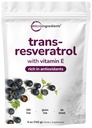 Pure Trans-Resveratrol Poeder met Vitamine E, 5 Ounce, 2 in 1 Formule, Micronized Poeder voor betere absorptie, Premium Resveratrol Supplement, Super Antioxidant