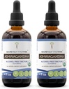 Ashwagandha Tinctuur Alcoholvrij Extract, USDA Biologische Ashwagandha Withania Somnifera Anti-Stress and Relaxation 2x4 OZ